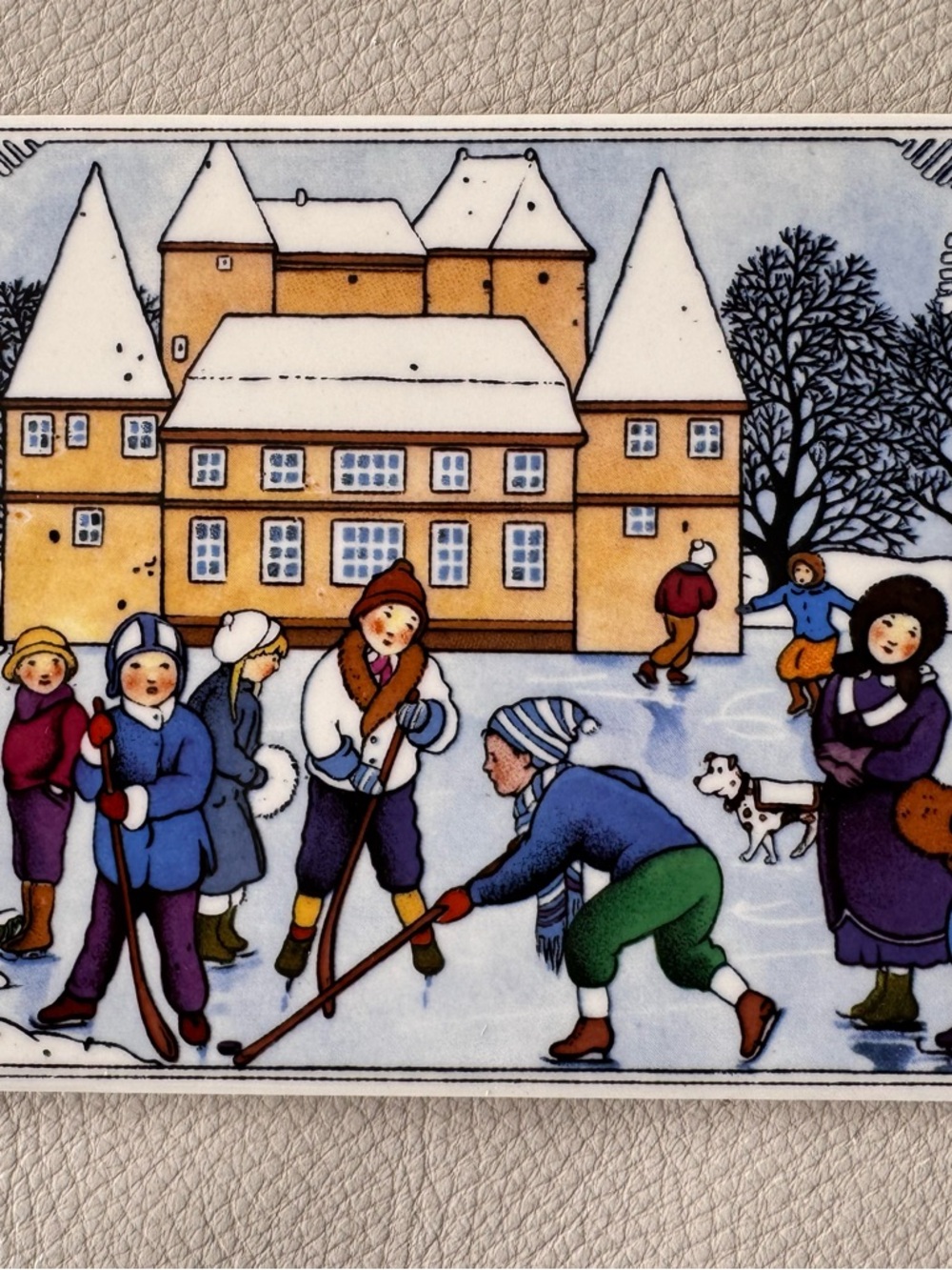 NIB Villeroy & Boch Ceram Card Porcelain Post Card Winter Scene Karin Blume